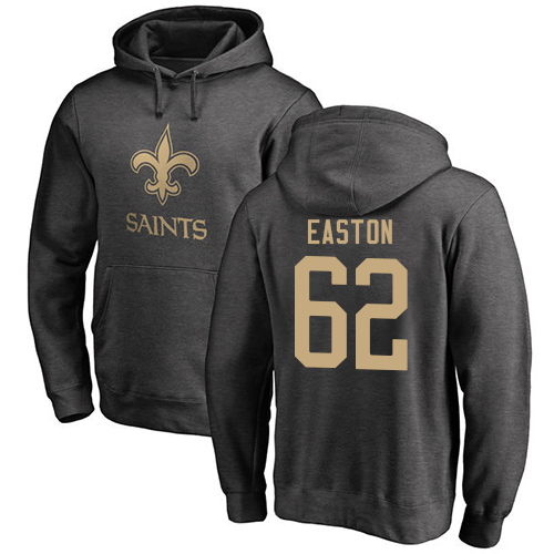 Men New Orleans Saints Ash Nick Easton One Color NFL Football #62 Pullover Hoodie Sweatshirts->new orleans saints->NFL Jersey